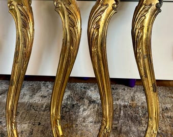Ornate Solid Brass Antique Table Legs - Set of 4 - 15.5 inches tall
