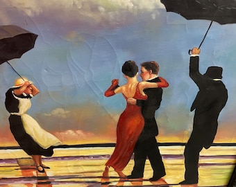 Beautiful Vintage Reprodution Oil on Canvas “The Singing Butler”, 2004, Jack Vettriano