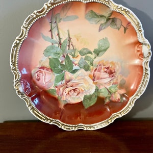 Gorgeous Antique Bavaria Hand Painted 13” Porcelain Platter