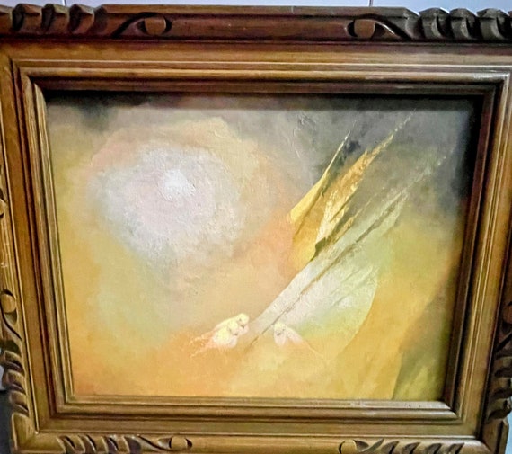 Mid Century Modern (MCM) Painting with Beatiful Bird Motif