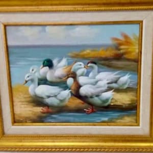 Charming Oil Painting - Ducks on the Water - Unsigned