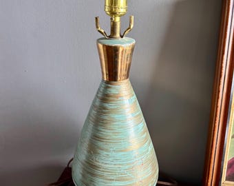 Lovely Mid Century Modern Lamp - Ceramic Gold and Brown and Mint Green