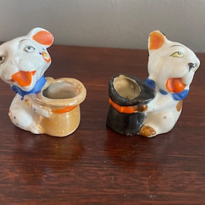 Pair of Vintage Bonzo Dog Toothpick Holder Japan Lusterware
