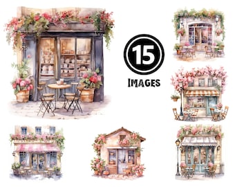 Coffee Shop Clipart Bundle: Cozy Cafe Scenes (Digital Download)