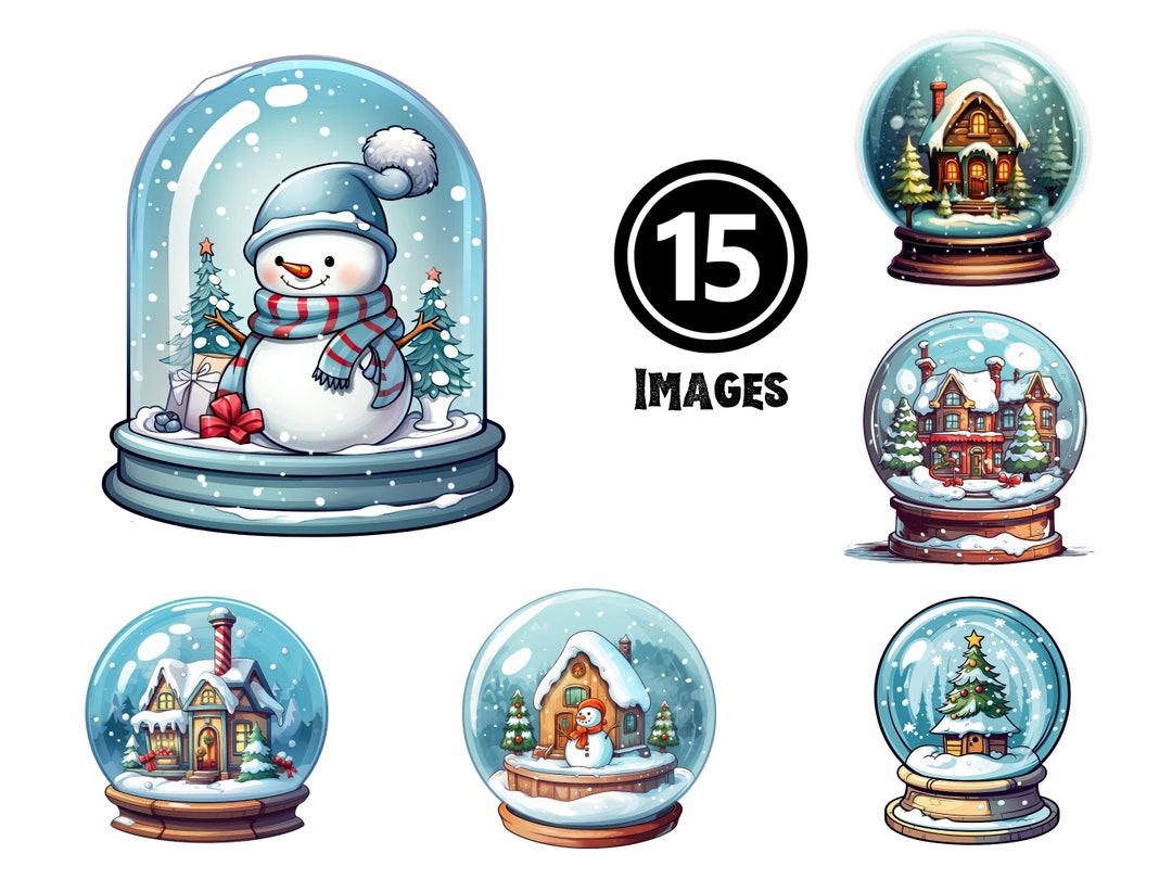 Christmas Snow Globe Clipart: Festive Holiday Illustrations (digital ...