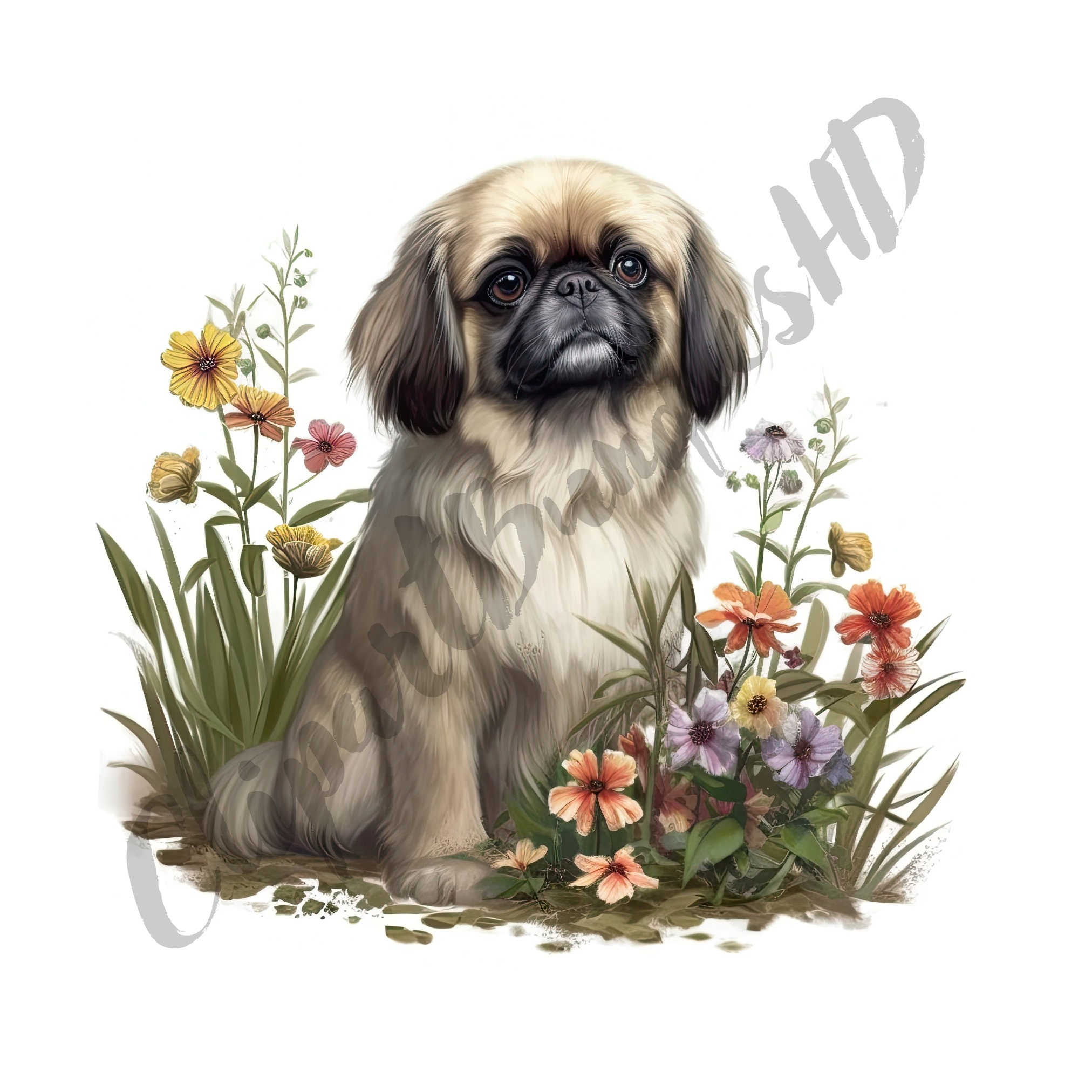 Pekingese Puppy Clipart Bundle Adorable Dog Illustrations Printable Pet ...