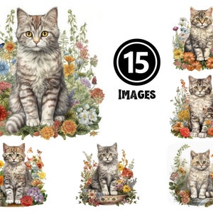 Selkirk Rex Kitten Clipart Bundle 15 JPG Curly Cat Illustrations Instant Download Whimsical Feline Art for Crafting Home Decor Projects