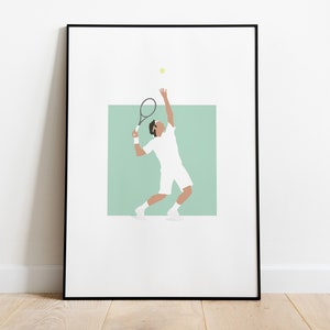 Roger Federer Tennis Player Tennis Poster Wimbledon Wall Decor Pastel