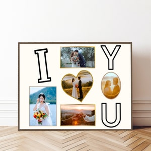 Fotocollage Buchstabengeschenk Hochzeitstag Jubiläumsgeschenk Personalisierte Muttertagsgeschenk Benutzerdefiniertes Herzblatt Love im Foto