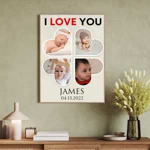 Panneau d’anniversaire personnalisé, affiche de première année, tout-petit, cadeau d’anniversaire de collage de photos, tableau personnalisé du 1er jalon