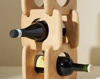 Wooden Wine Rack, Counter Top Wine Holder,Wooden Rustic Wine Rack, Kitchen Decor, Valentine Wine Gift