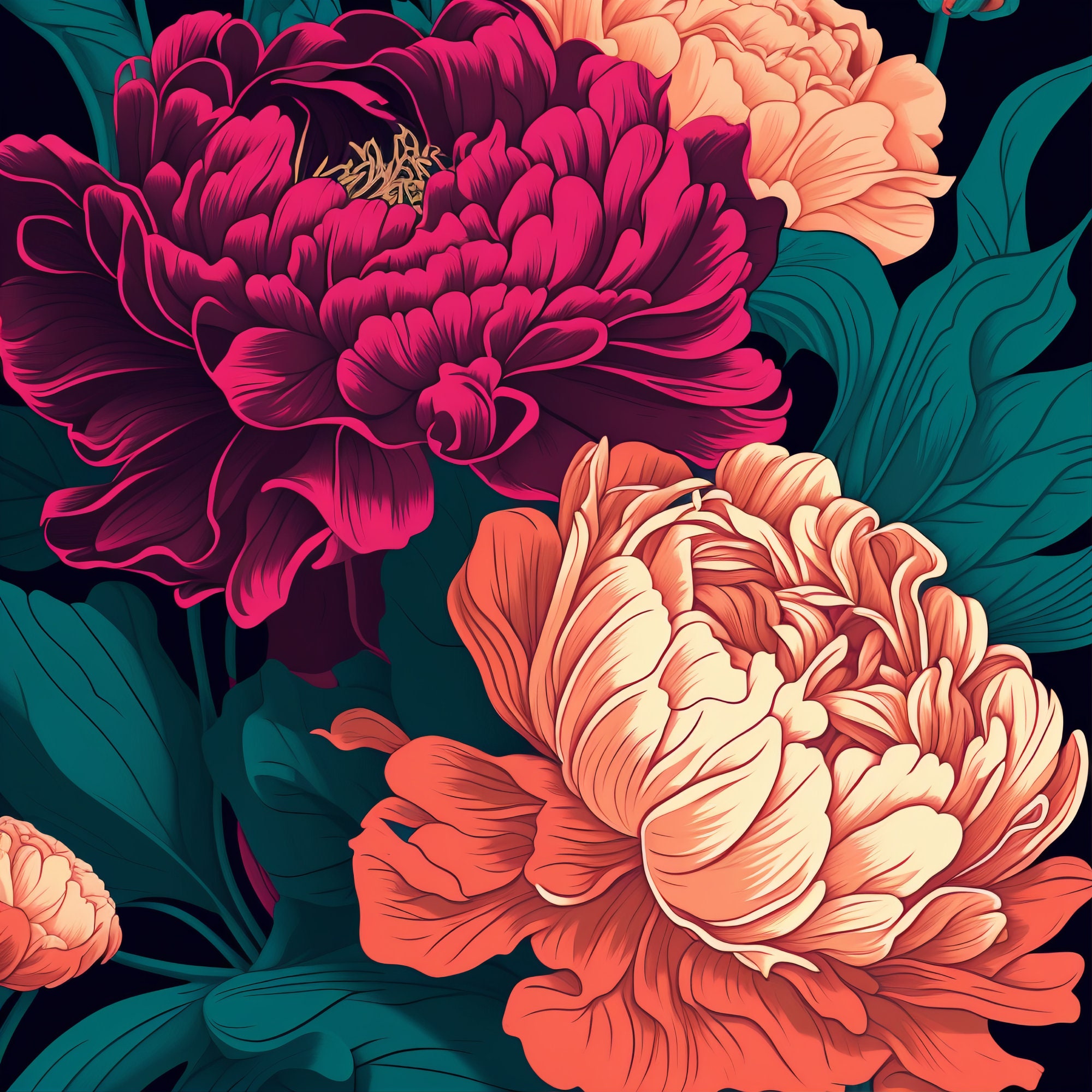 Enchanting Floral Prints Floral Pattern Poster Flower Wall Etsy