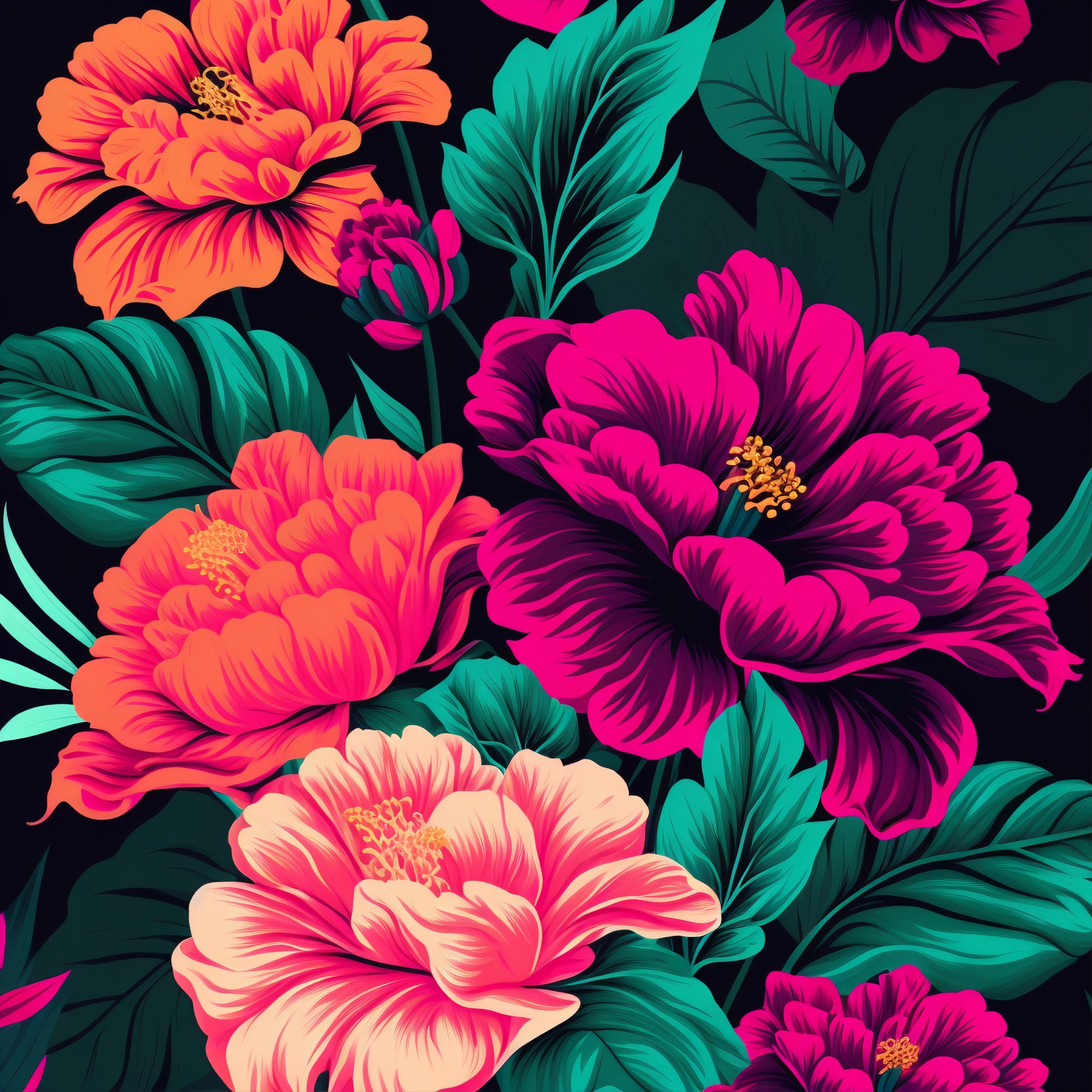 Enchanting Floral Prints Floral Pattern Poster Flower Wall Etsy