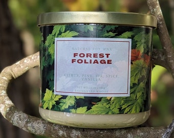 Forest Foliage | Handmade & Hand-Poured Aromatherapy Candle | 100% Soy Wax | Toxin Free + Pet Safe | All-Natural + Long Lasting |  14oz
