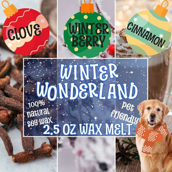 Winter Wonderland Scented Wax Melt Wax Melt, Pet Safe Toxin Free, 100% Natural Soy Wax, Paraffin Free, Phthalate Free, Strong Scent Throw