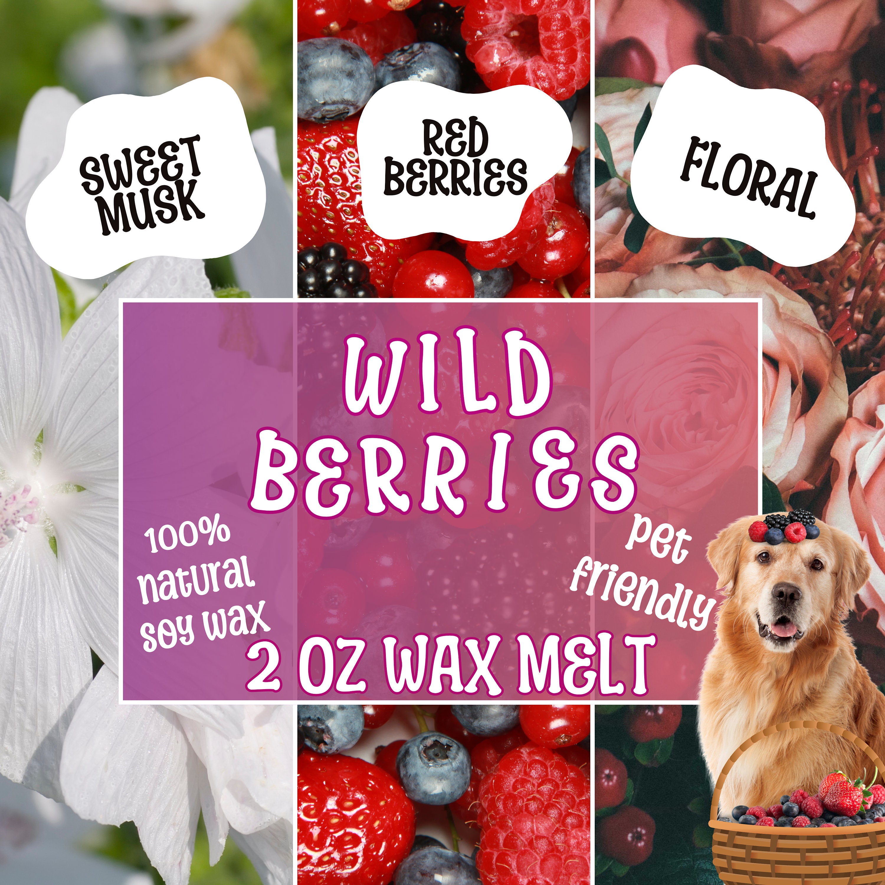 Wild Berries Scented Wax Melt Wax Melt, Pet Safe Toxin Free, 100% Natural Soy  Wax, Paraffin Free, Phthalate Free, Strong Scent Throw 