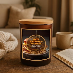 Nicht genug Sirup | Ahornsirup-Duftkerze, 8 Unzen, hergestellt aus 100% natürlichem Kokosnuss-Aprikosen-Wachs, sauberer Verbrennung und süßem Duft, Food Candle