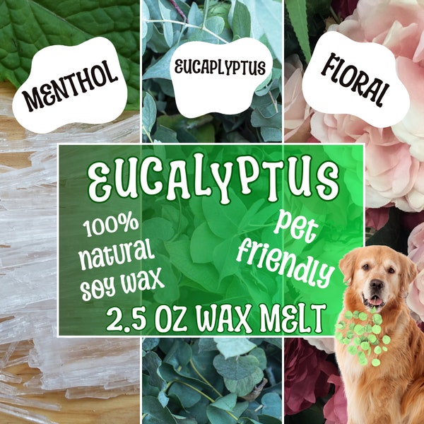 Eucalyptus Wax Melt, Pet Safe Toxin Free, 100% Natural Soy Wax, Paraffin Free, Phthalate Free, Fall Wax Melt, Strong Scent