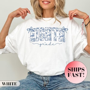 Eight Grade Level Shirt, Toile de Jouy 8th Grade TShirt, Teacher Appreciation Shirt, Shirt for Eight Grade Teachers, Eight Grade Tshirt