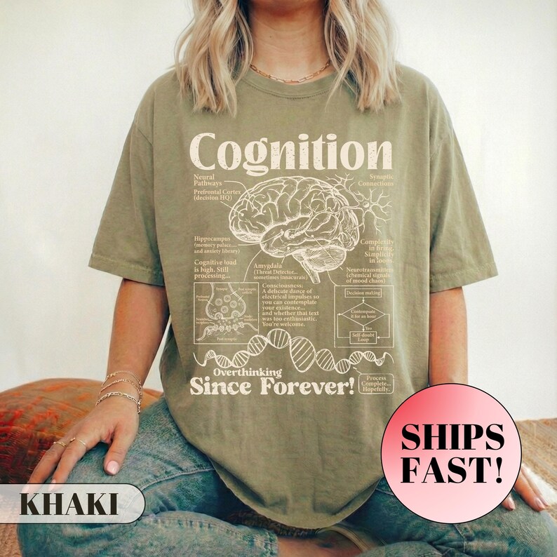 Overthinking Shirt, Funny Psychology Tee, Mental Health Humor, Therapist Gift, Neurodivergent Apparel, Introvert Top, Science Nerd Shirt image 6
