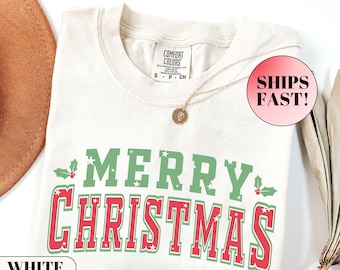 Merry Christmas Shirt Comfort Colors, Vintage  Holiday Tee, Classic Christmas Graphic T-shirt, Festive Crewneck, Merry Christmas Sweatshirt