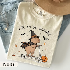 Funny Capybara Halloween Shirt, Off To Be Spooky Tee, Animal Witch Top Weirdcore Aesthetic Spooky Season Apparel Fall Graphic Trick Or Treat
