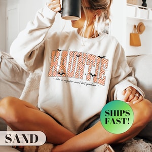 Läskig mosterskjorta, Halloween-mosterpresent, retro schackrutig t-shirt, rolig höstfamiljetopp, söta fladdermuskläder, trendig gudmorströja