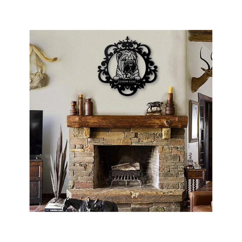 Shar Pei Gift Steel Dog Silhouette Wall Art Unique Rustic Metal Decor