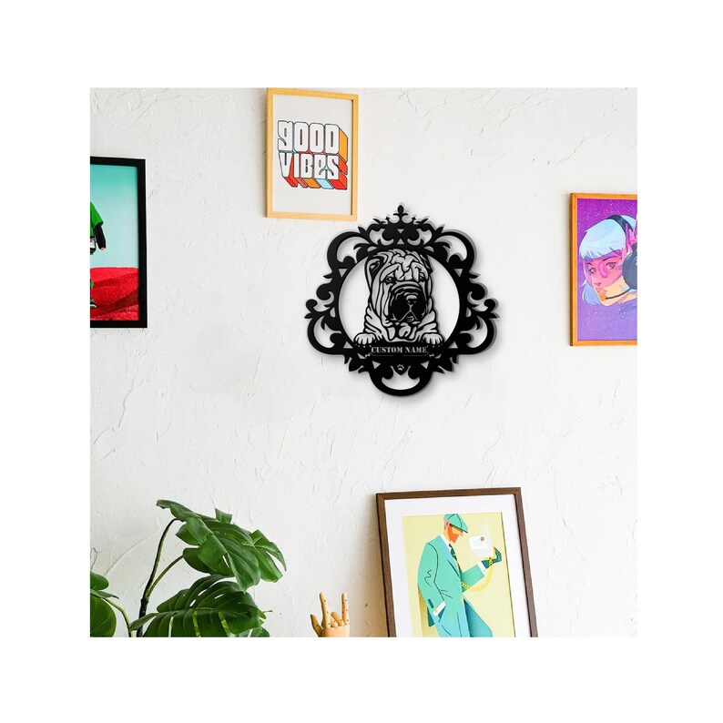 Shar Pei Gift Steel Dog Silhouette Wall Art Unique Rustic Metal Decor