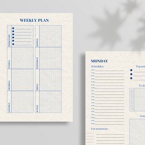 Weekly Planner Printable To Do List, Daily Planner Printable To Do List,Minimal Daily Schedule, Weekly Organizer Journal, Weekly Agenda ,A4