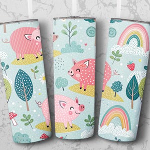 Pig Tumbler Wrap Seamless, Cute Pig Sublimation Design, Pig PNG File, Digital Download, Tumbler Design, Instant Download, Commercial Use