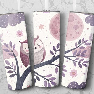 Cute Owl Tumbler Wrap Design, Seamless PNG, Digital Download, Sublimation, DTF, UVDTF, Junk Journal