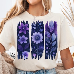 Purple Floral PNG: Watercolor Flower Clipart, Sublimation Design (Commercial Use, Instant Download)