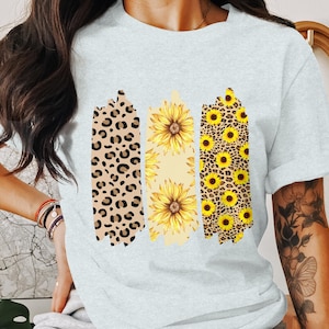 Sunflower Leopard Print PNG: Sublimation T-Shirt Design (Digital Download)