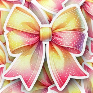 Pink and Yellow Bow Digital Download, Bow PNG, DTF Sublimation Design, Commercial Use, Gift Bows, Ribbon Bows, Gift Wrapping