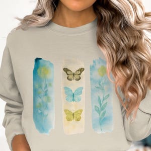 Butterfly Flower PNG, Shirt Design Digital, Sublimation Design, DTF, UVDTF Print, Floral Watercolor, Nature Art, Digital Download