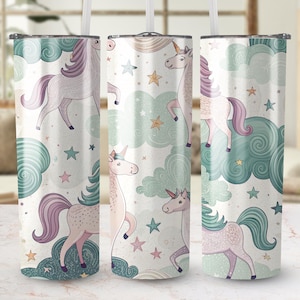Unicorn Tumbler Wrap, Cute Unicorn Digital Download, Seamless Pattern for Sublimation, DTF Prints, Mug Design, Fantasy Design