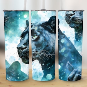 Black Panther Tumbler Wrap, Seamless Digital Download, Sublimation Design, DTF UVDTF PNG, Animal Tumbler, Instant Download
