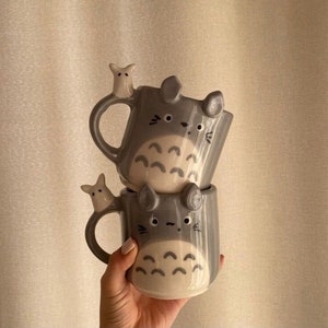 Totoro handmade mug,Hand-built Coffee Tea cups,My Neighbor Totoro StudioGhibliTotoroCoffee,HotDrinkFlask•Mother's Day Gift