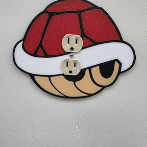 Mario Kart Themed Red, Green Shell Outlet Cover | 3D Additive Manufactured Video Game Decor