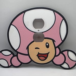 Super Mario Inspired Toadette Outlet Cover, 3D Printed Game Room Decor