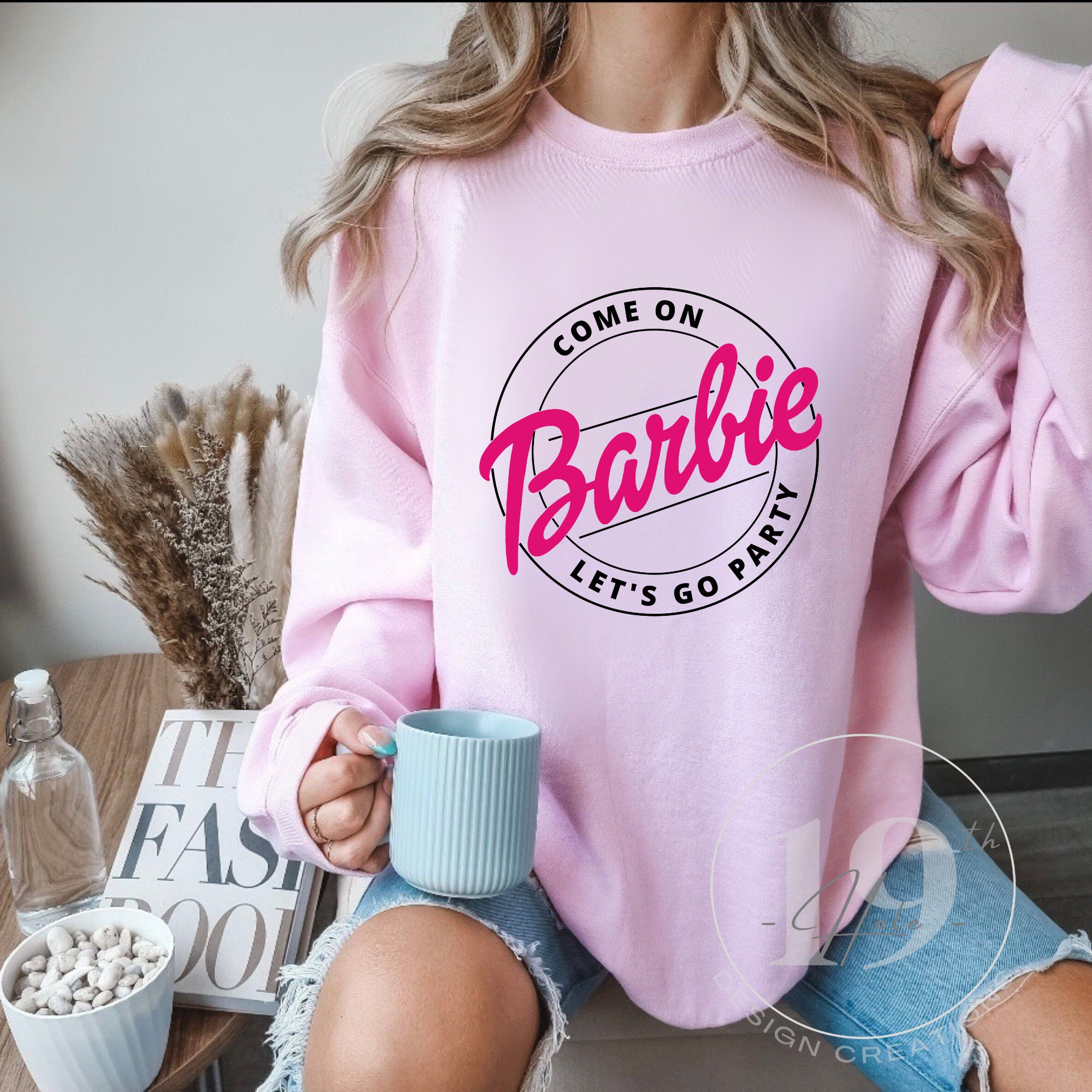 NWT Barbie Pink Wash Sweatshirt Cozy Sweater Pullover Glitter Logo - Size XL