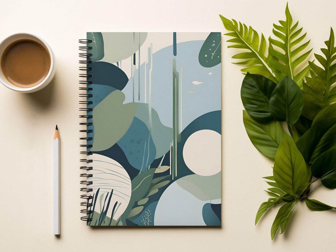 Abstract Notebook: Calming Blue & Green Organic Design, Ruled Line - Etsy