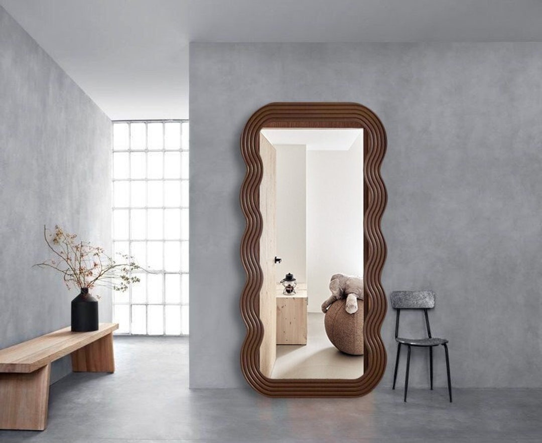 Full Length Wavy Mirror Large Floor Mirror Floor Length Etsy