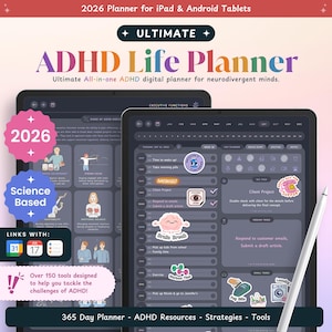 2026 ADHD Digital Planner, ADHD Planner | Adult ADHD Planner, Adhd Journal, Adhd To Do List, Adhd Planner iPad, Adhd Goodnotes