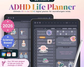 2026 ADHD Digital Planner, ADHD Planner | Adult ADHD Planner, Adhd Journal, Adhd To Do List, Adhd Planner iPad, Adhd Goodnotes