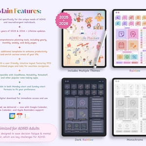 2026 ADHD Digital Planner (Science Based) | Adult ADHD Planner for Productivity, Organization, Focus, Self Care, To do List, for iPad image 2