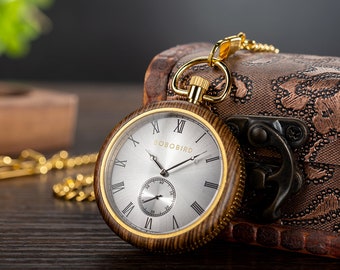 Onion pocket watch the wood high quality steel and wood bobobird gift idea with wooden case handmade luxury watches