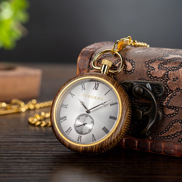 Cipolla Orologio da tasca il legno alta qualità in acciaio e legno bobobird idea regalo con custodia in legno orologi di lusso fatti a mano