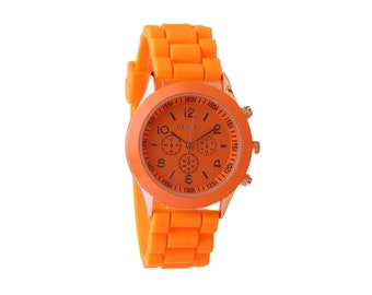 Women's Summer Silicone Watch Geneva Essence Gift Girlfriend Wife Summer Wristwatch Summer Accessories Fashion Orange